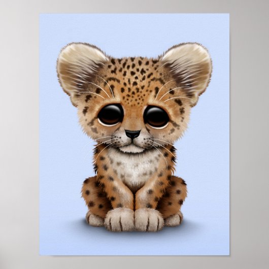 Niedlicher Baby Leopard Cube auf Light Blue Poster (Vorne)