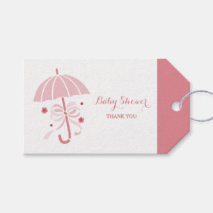 Niedlicher Baby-Mädchen-Duschen-Rosa-Regenschirm Geschenkanhänger