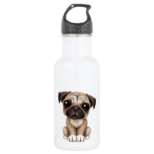 Niedlicher Baby-Mops-Welpen-Hund Edelstahlflasche (Vorderseite)