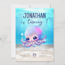 Niedlicher Baby Octopus Wasserfarbe Kindergeburtst