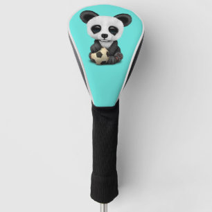 Niedlicher Baby-Panda mit Fußball-Fußball-Ball Golf Headcover