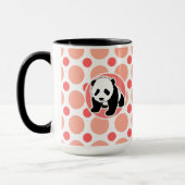 Niedlicher Baby-Panda; Rosa u. korallenrote Tupfen Tasse (Links)
