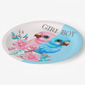 Niedlicher Baby Parrot Gender-Bericht Pappteller (Schrägansicht)