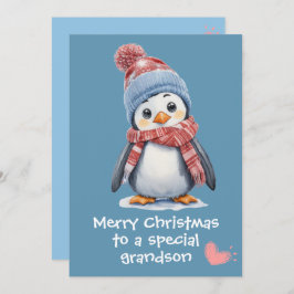 Niedlicher Baby Penguin Blauer Weihnachten für Kin Karte