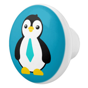 Niedlicher Baby-Penguin mit einem blauen Necktie Keramikknauf