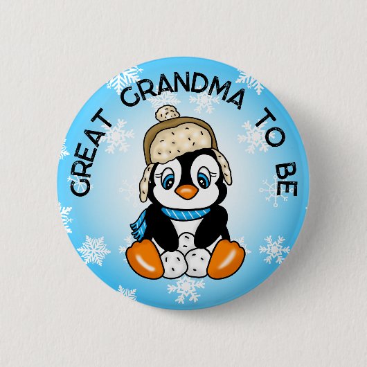 Niedlicher Baby Pinguin Großes Oma, um Babydusche  Button (Vorderseite)