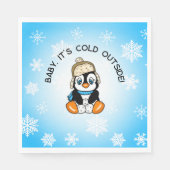Niedlicher Baby Pinguin mit Schneeflocken Hintergr Serviette (Vorderseite)
