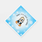 Niedlicher Baby Pinguin mit Schneeflocken Hintergr Serviette (Ecke)