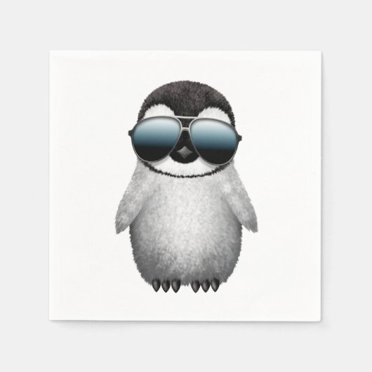 Niedlicher Baby Pinguin mit Sonnenbrille Serviette (Vorderseite)