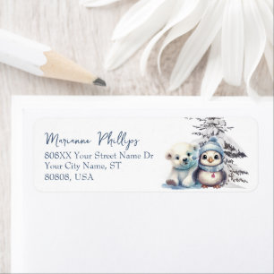Niedlicher Baby Pinguin und Polar Bear Cub Winter