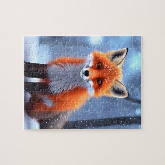 Niedlicher Baby Red Fox im Schnee Puzzle (Horizontal)
