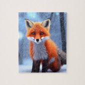 Niedlicher Baby Red Fox im Schnee Puzzle (Vertikal)
