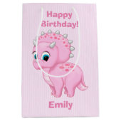 Niedlicher Baby-Rosatriceratops-Dinosaurier Mittlere Geschenktüte (Vorderseite)