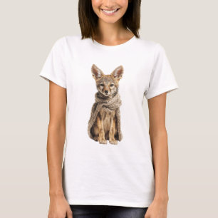Niedlicher Baby-Schakal in kuscheligem gestricktem T-Shirt