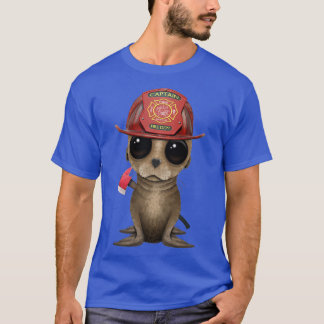 Niedlicher Baby Sea Lion Feuerwehrmann T-Shirt