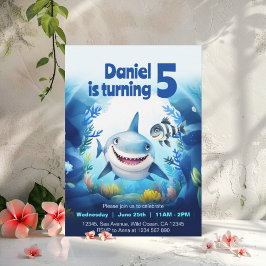 Niedlicher Baby Shark Fish Under Sea Birthday Boy Einladung