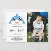 Niedlicher Baby Shark Geburtstag Foto Einladung (Vorderseite)