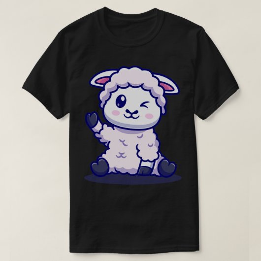Niedlicher Baby Sheep Waep Hand Cartoon T-Shirt (Design vorne)