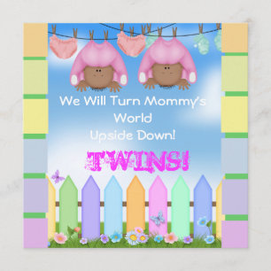 NIEDLICHER BABY-SHOWER AFRIKANISCHER ZWEI GIRLE EINLADUNG