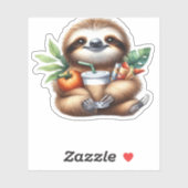 Niedlicher Baby Sloth mit Pumpkin Kaffee und Panca Aufkleber (Blatt)