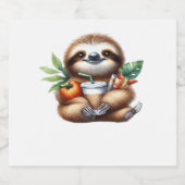 Niedlicher Baby Sloth mit Pumpkin Kaffee und Panca Schaumweinetikett (Einzelnes Label)