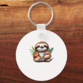 Niedlicher Baby Sloth mit Pumpkin Kaffee und Panca Schlüsselanhänger (Vorderseite)