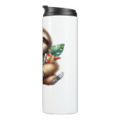 Niedlicher Baby Sloth mit Pumpkin Kaffee und Panca Thermosbecher (Nach rechts gedreht)