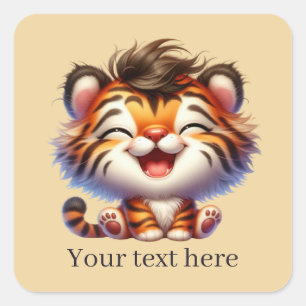 Niedlicher Baby-Tiger Quadratischer Aufkleber