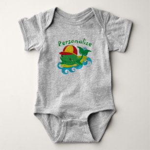 Niedlicher Baby Whale auf Surfbrett personalisiere Strampler