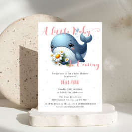 Niedlicher Baby Whale mit Daisy Baby Dusche Einlad Einladung