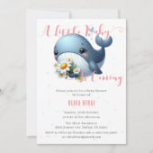 Niedlicher Baby Whale mit Daisy Baby Dusche Einlad Einladung (Vorderseite)
