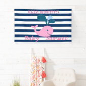 Niedlicher Baby Whale, Navy Blue Stripes Personali Banner (Insitu)