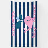 Niedlicher Baby Whale, Navy Blue Stripes Personali Banner (Vertikal)