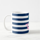 Niedlicher Baby Whale, Navy Blue Stripes Personali Kaffeetasse (Links)
