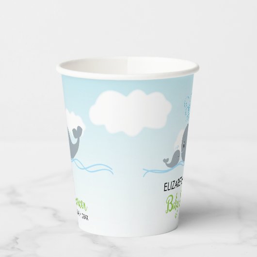 Niedlicher Baby Whale und Babydusche Papier-Cup Pappbecher (Links)