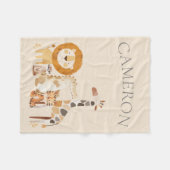 Niedlicher Baby Zoo Animals Individuelle Name Beig Fleecedecke (Vorderseite (Horizontal))