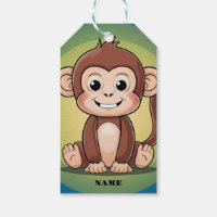 Niedlicher Babyaffe mit großem Lächelgrünen Hinter