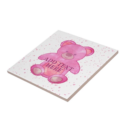 Niedlicher Babybär in rosa, benutzerdefinierter Te Fliese (Seite)