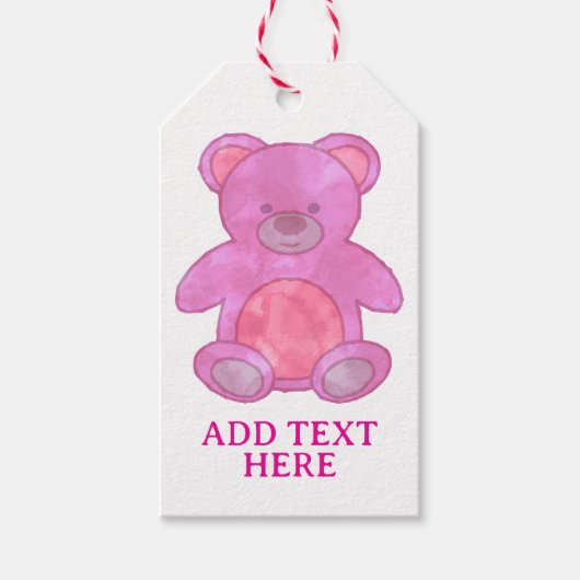 Niedlicher Babybär in rosa, benutzerdefinierter Te Geschenkanhänger (Vorderseite)