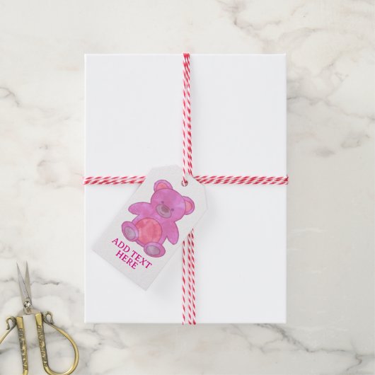 Niedlicher Babybär in rosa, benutzerdefinierter Te Geschenkanhänger (Mit Garn)