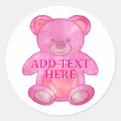 Niedlicher Babybär in rosa, benutzerdefinierter Te Runder Aufkleber (Vorderseite)
