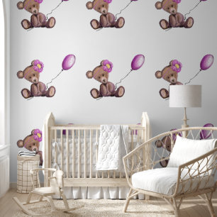 Niedlicher Babybär mit Ballon Tapete