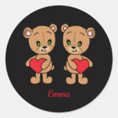 Niedlicher Babybär mit Herz, klassischer Rundaufkl Runder Aufkleber (Vorderseite)