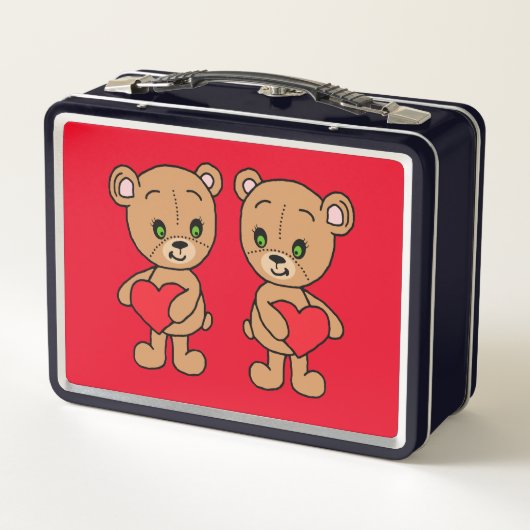 Niedlicher Babybär mit Herz Metall Brotdose (Rückseite)