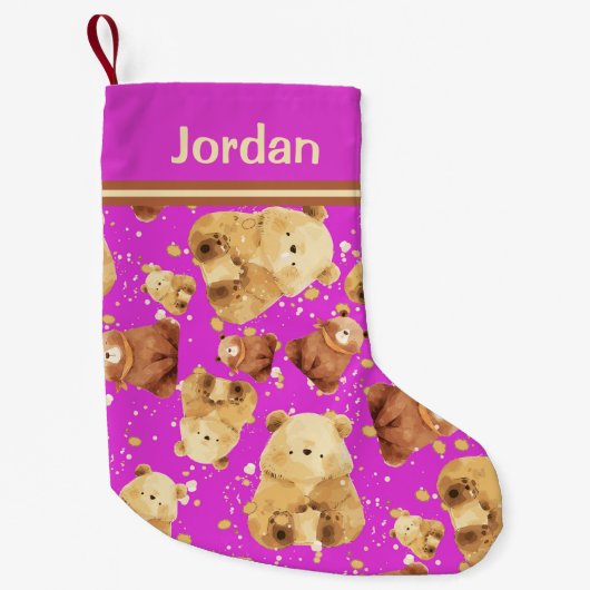 Niedlicher Babybär Rosa Name Kleiner Weihnachtsstrumpf (Vorderseite)