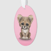 Niedlicher BabyCheetah CUB auf Rosa Ornament (Vorderseite)