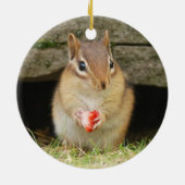 Niedlicher BabyChipmunk mit Erdbeere Keramikornament (Hinten)