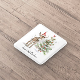 niedlicher Babydonkey und Weihnachtsbaum, kundensp Button