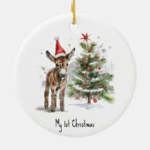 niedlicher Babydonkey und Weihnachtsbaum, kundensp Keramik Ornament (Hinten)