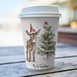niedlicher Babydonkey und Weihnachtsbaum, kundensp Pappbecher